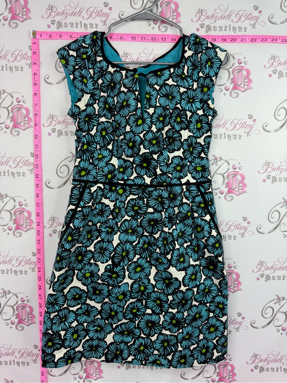 Nanette Lepore dress flowers Floral Dress in Teal, Black, White